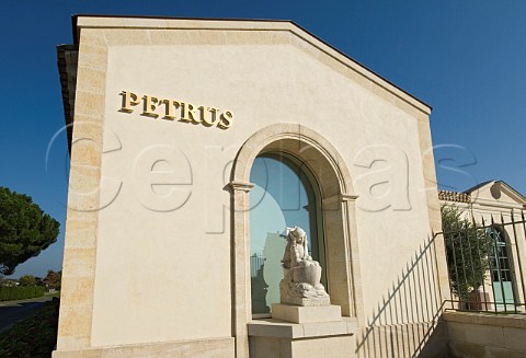 Chteau Ptrus faade with Peter the Apostle statue   Pomerol Gironde France Pomerol  Bordeaux