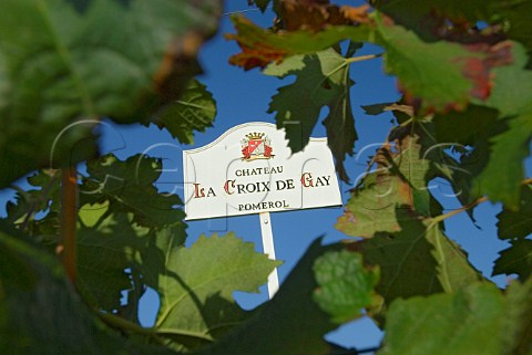 Sign in vineyard at Chteau la Croix de Gay   Pomerol Gironde France Pomerol  Bordeaux
