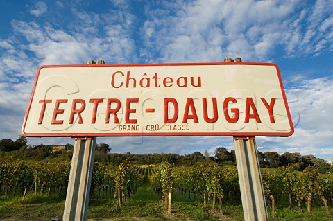 Sign at entrance to vineyard of Chteau   TertreDaugay Saintmilion Gironde France    Stmilion  Bordeaux