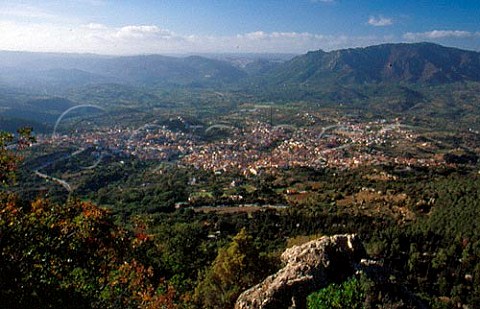 View over the town of Oliena Sardinia Italy