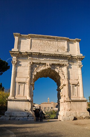 19th century reconstruction of the Arch of Titus Roman Forum Rome Italy