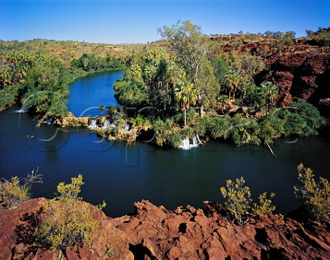 Indarri Falls on Lawn Hill Creek in Boodjamulla National Park formerly Lawn Hill in northwestern Queensland Australia