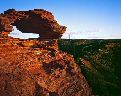 Natures Window natural rock arch in the early morning Kalbarri National Park Western Australia