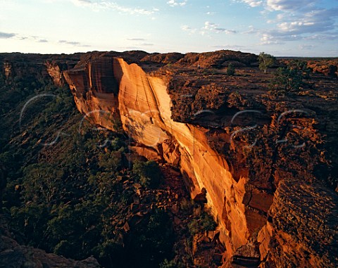 Sunset on the sandstone walls of Kings Canyon in Watarrka National park Northern Territory Australia