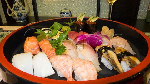 Assortment of Japanese sushi