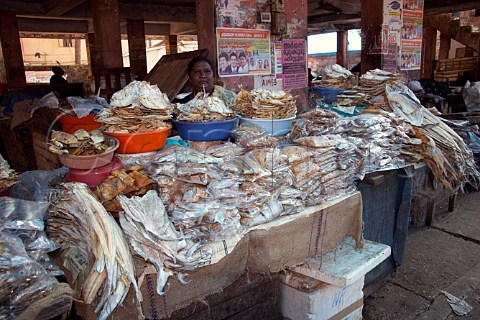 Dried fish for sale at Connemara Market Thiruvananthapuram Trivandrum Kerala India