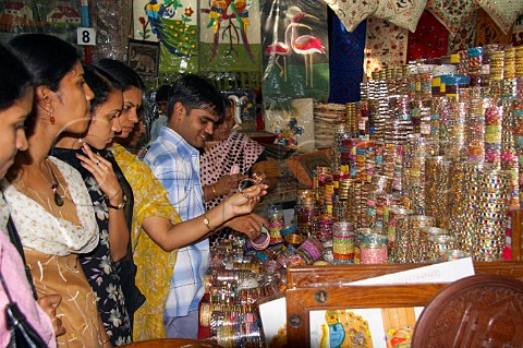 Bangles for sale at exhibition of Indian handicrafts in Thiruvananthapuram Trivandrum Kerala India