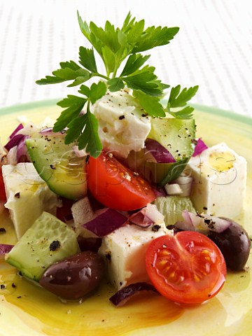 Greek feta cheese and olive salad