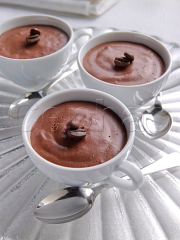 Chocolate mousse with coffee beans on top