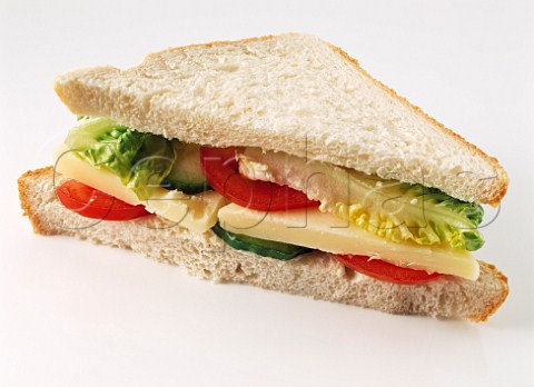 Cheddar cheese and salad sandwich