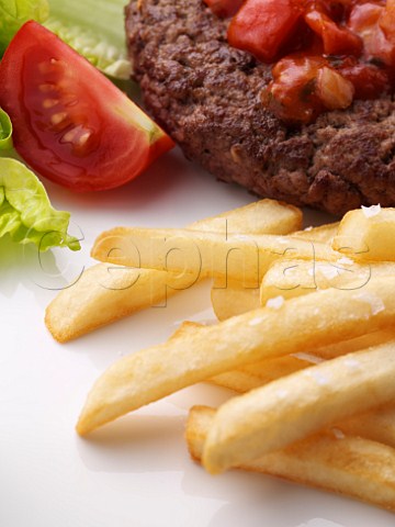 Beefburger and chips