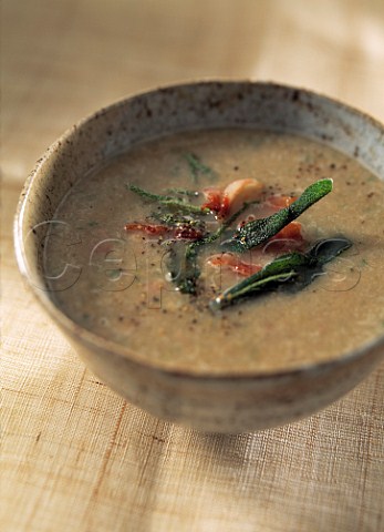 Chestnut soup with sage and bacon