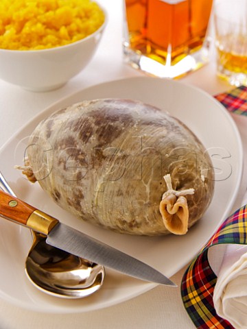 Haggis with bashed neeps and whiskey