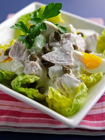 Chicken and boiled egg salad