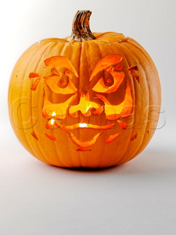 Lit carved pumpkin