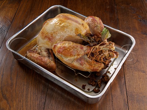 Roast turkey in oven tray