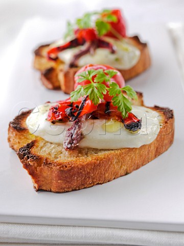 Anchovy and mozzarella bruschetta