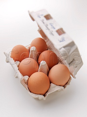 Box of brown eggs