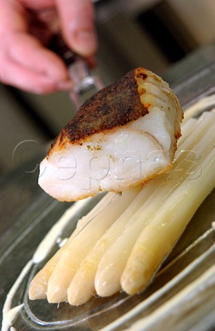 Skrei Arctic cod Pan fried with white asparagus