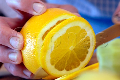 Slicing an orange