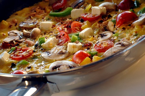 Freshly cooked omelette in a pan