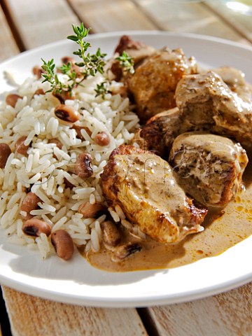 Caribbean chicken curry with rice