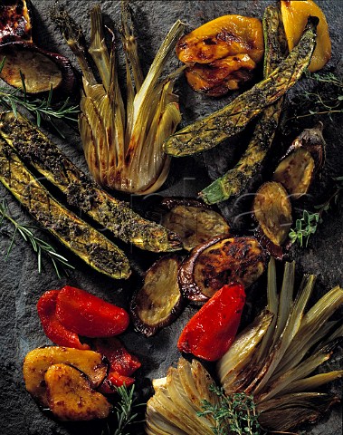 Barbecued vegetables