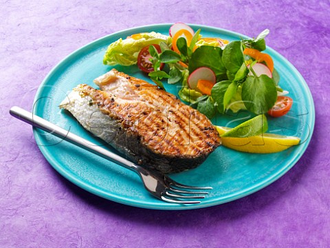 Grilled salmon and salad