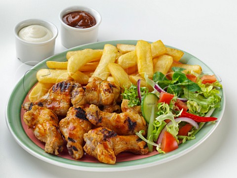 Chicken wings and chips