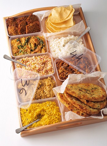 Curry take away on a tray