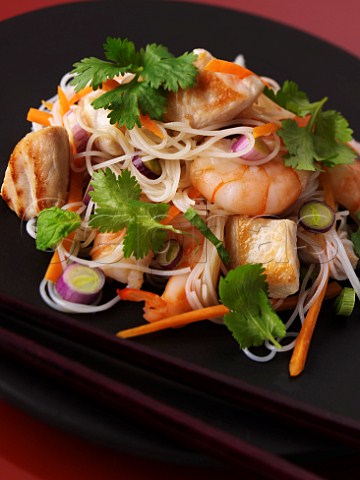 Vietnamese pork and prawn salad with noodles
