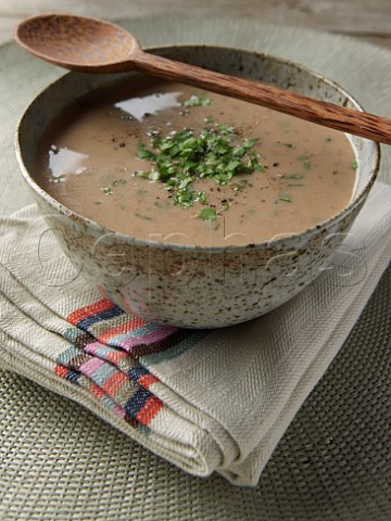 Bowl of refried bean soup