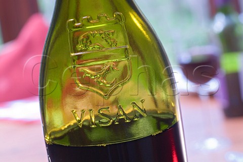 Closeup on bottle of Ctes du Rhne VillagesVisan