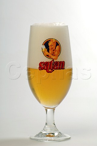 Glass of Satan Gold beer De Block Brouwerij Belgium