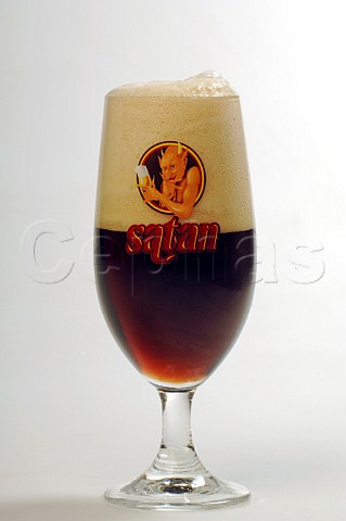 Glass of Satan Red beer De Block Brouwerij Belgium