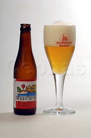 Bottle and Glass of Waaslander beer Brouwerij Boelens Belgium