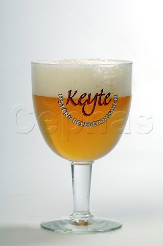 Glass of Keyte Ostns Belegeringsbier Brouwerij Strubbe Belgium