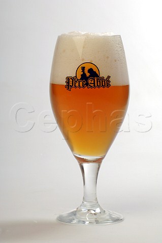 Glass of Pre Abb Tripel beer Belgium