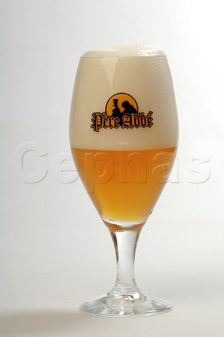 Glass of Pre Abb Blonde beer Belgium