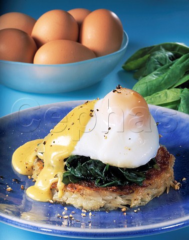 Rosti with poached egg and spinach