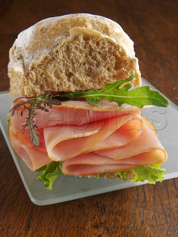 Ham and rocket wholemeal roll