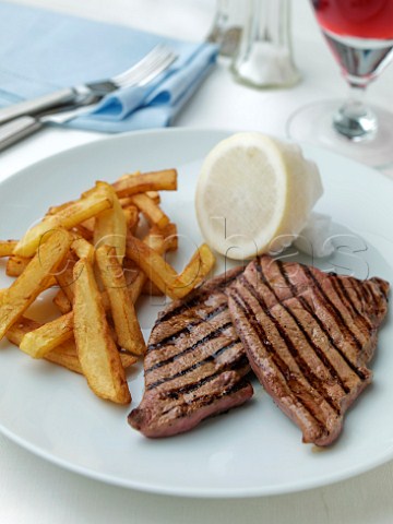 Plate of calves liver and chips