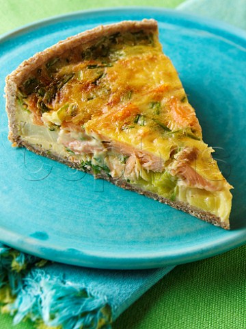 Smoked trout and leek quiche