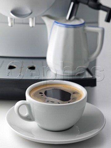 Cappuccino coffee and machine