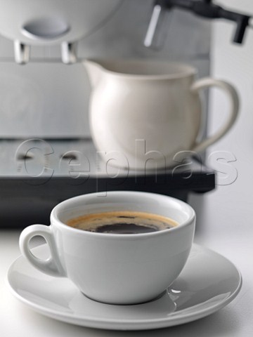 Cappuccino coffee and machine