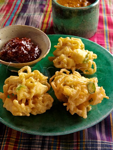 Indian Pakoras with lime pickle