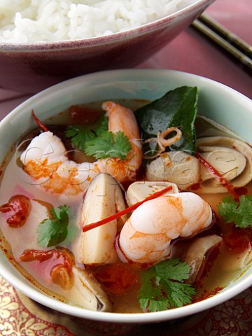 Tom Yum Thai hot spicy seafood soup