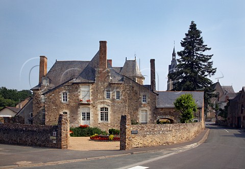 The mairie and church in StAubindeLuign MaineetLoire France Coteaux du Layon