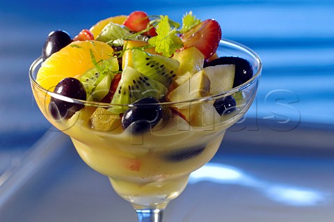 Fresh fruit salad in a Margarita glass