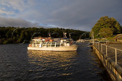 Ferrytour boat docked at Manapouri South Island New Zealand